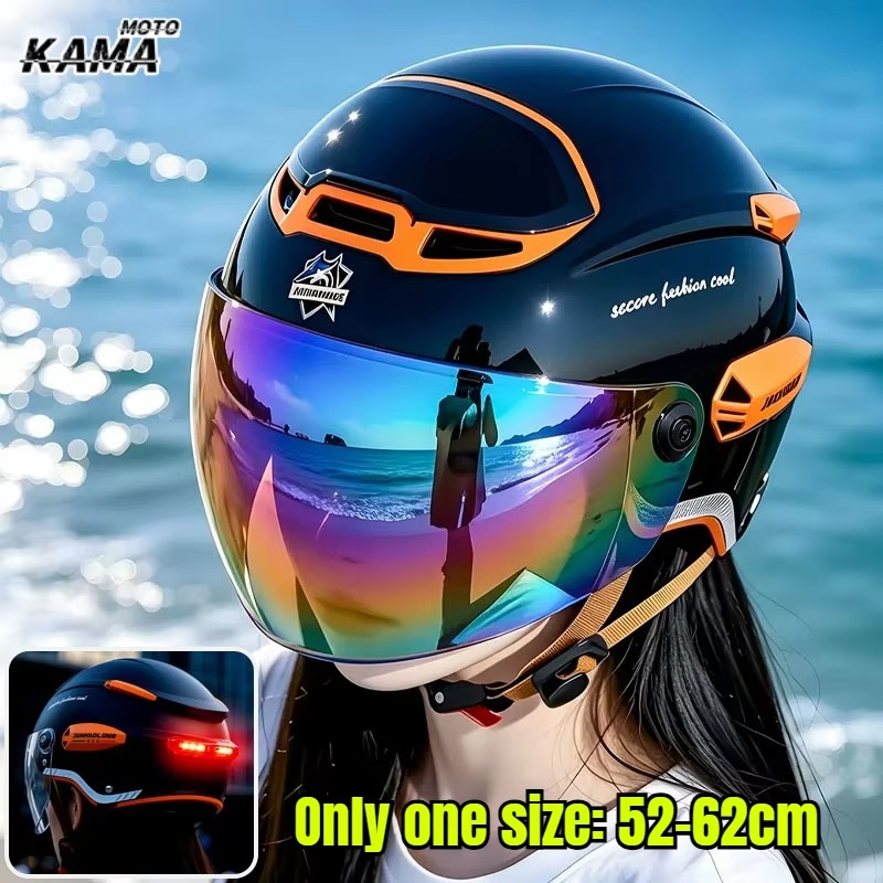 ummer Vintage Motorcycle Helme - Dual Visor Motorcycle Racing Helmet 评论和价格