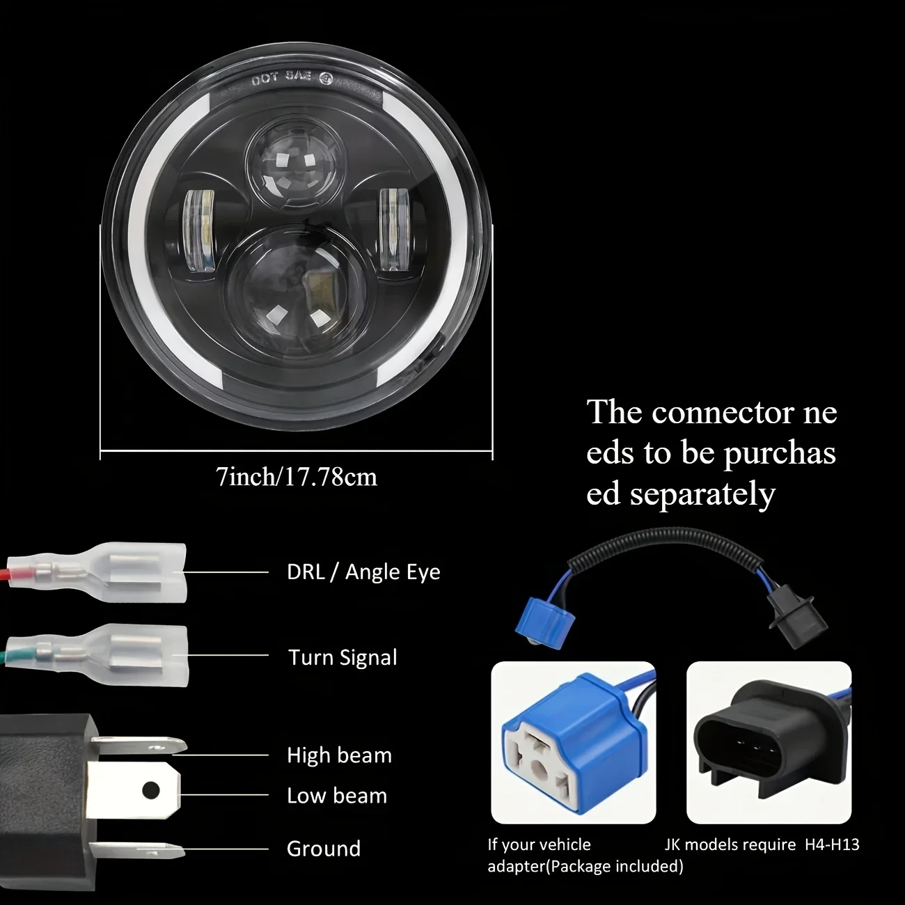 50W 7Inch 17.78cm LED Angel Ey - Universal Motorcycle Led Headlight Projector 评论和价格